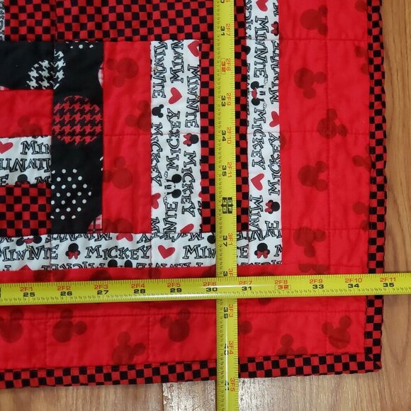 Handmade Mickey Minnie Mouse Patchwork Crib Wall Quilt Throw Blanket 35” x 41” - Picture 7 of 7